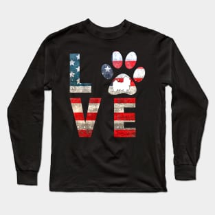 Patriotic Shih Tzu Dog Love Long Sleeve T-Shirt